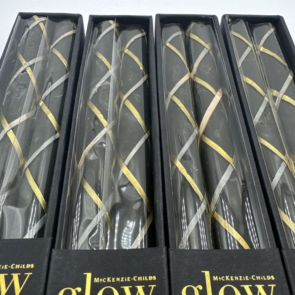4 Brand New MacKenzie-Childs Fishnet Dinner Candle Boxes Beewax Blend 8 Total - Picture 2 of 5